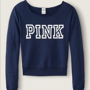 PINK Shoulder Sweatshirt (L) Navy NWOT
